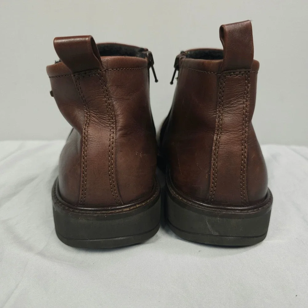Ecco Holton Chelsea Boots Men 43 US 9 - 9.5 Brown Leather Mid Side Zip GTX
